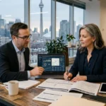 High-net-worth investor reviewing property investment strategies with a financial advisor