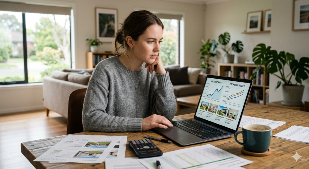 buy house during high interest rates USA decision making with mortgage and property analysis