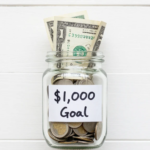 save your first $1000 fast with a coin jar savings goal plan