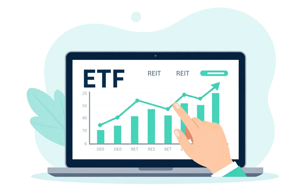 Beginner investor reviewing ETF passive income portfolio on laptop showing dividend yield charts and bond fund allocations