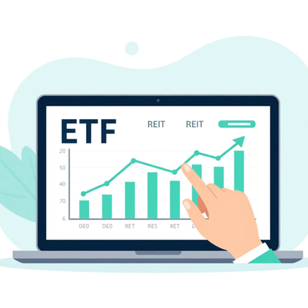 Beginner investor reviewing ETF passive income portfolio on laptop showing dividend yield charts and bond fund allocations