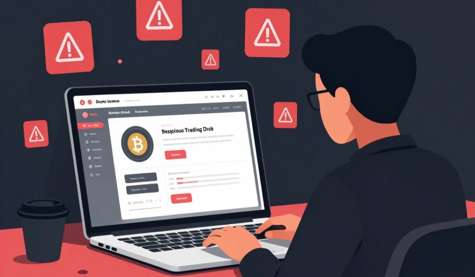 how to avoid crypto scams as a beginner — warning signs on trading platform