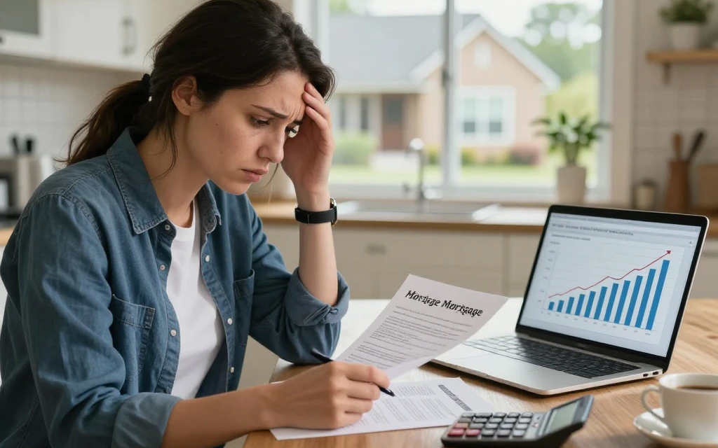 should you buy house during high interest rates USA mortgage decision analysis and financial pressure concept illustration