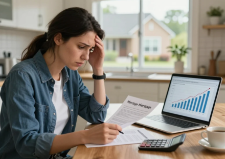 should you buy house during high interest rates USA mortgage decision analysis and financial pressure concept illustration