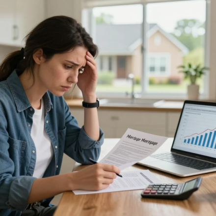 should you buy house during high interest rates USA mortgage decision analysis and financial pressure concept illustration