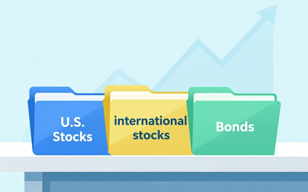 3-fund portfolio strategy with US stocks, international stocks, and bond index funds