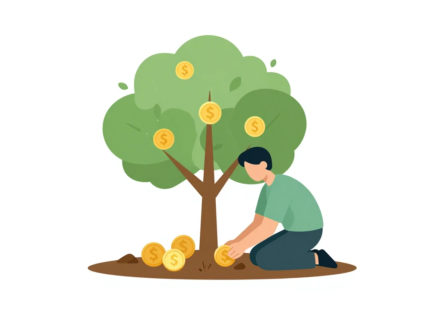 compound interest investing money tree wealth growth illustration