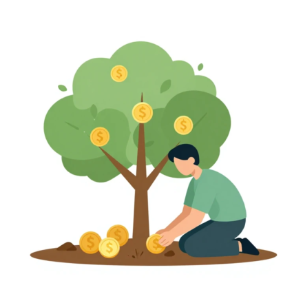 compound interest investing money tree wealth growth illustration