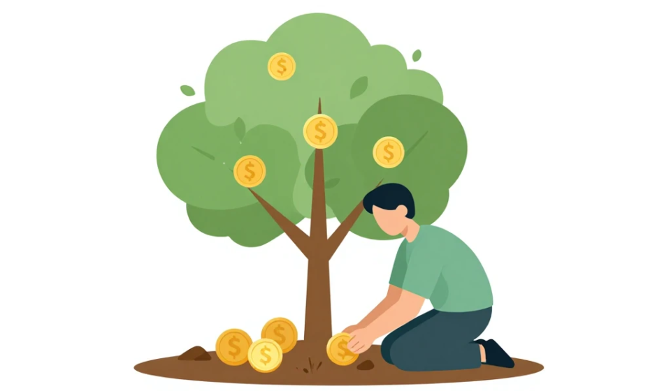 compound interest investing money tree wealth growth illustration