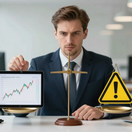 risk vs reward in investing balance scale financial concept