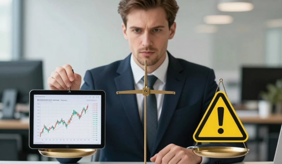 risk vs reward in investing balance scale financial concept