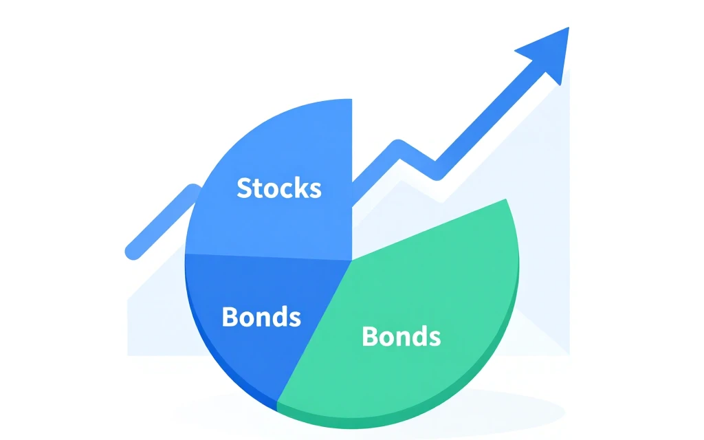 asset allocation strategy pie chart showing stocks bonds and real estate portfolio breakdown