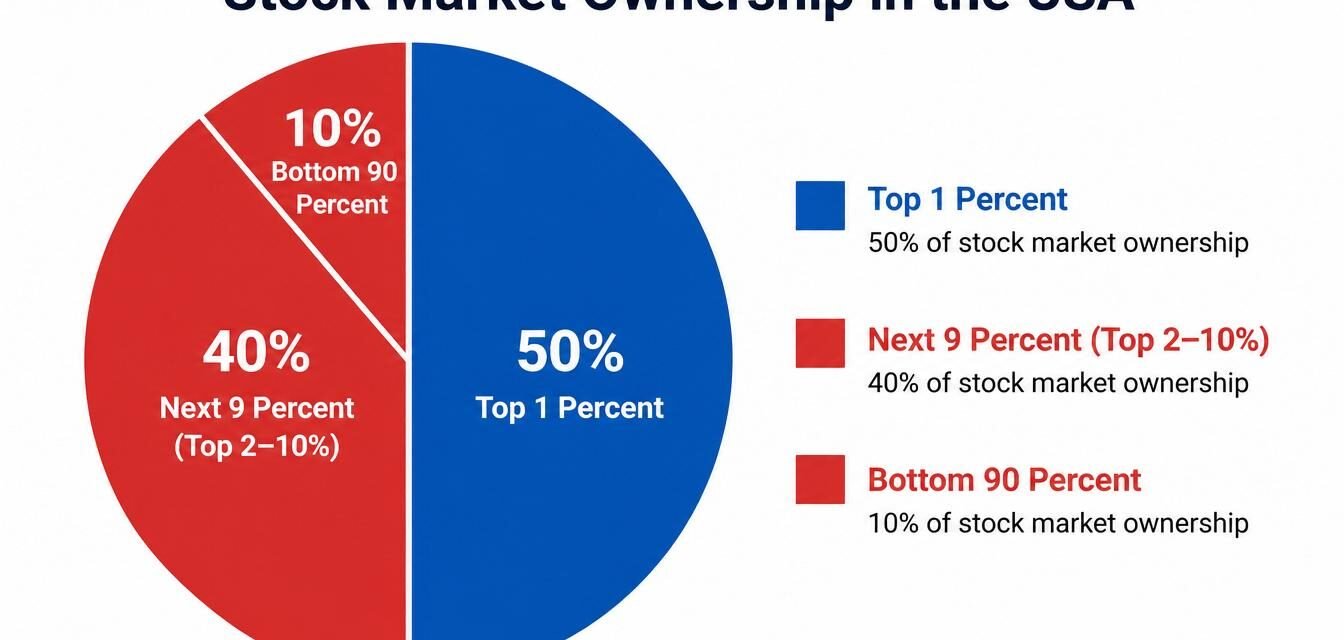 pie chart showing who owns the US stock market by wealth percentile